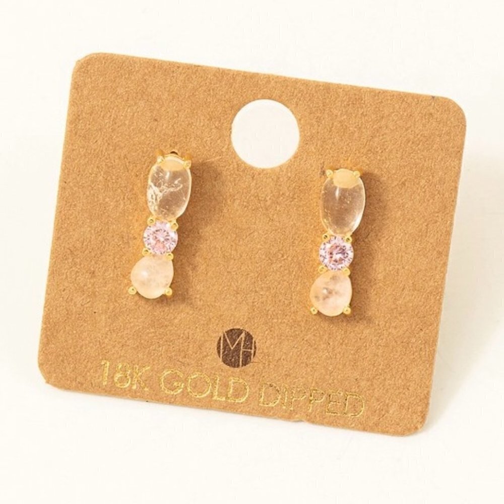 18k Gold Pink Stud Earrings 30$